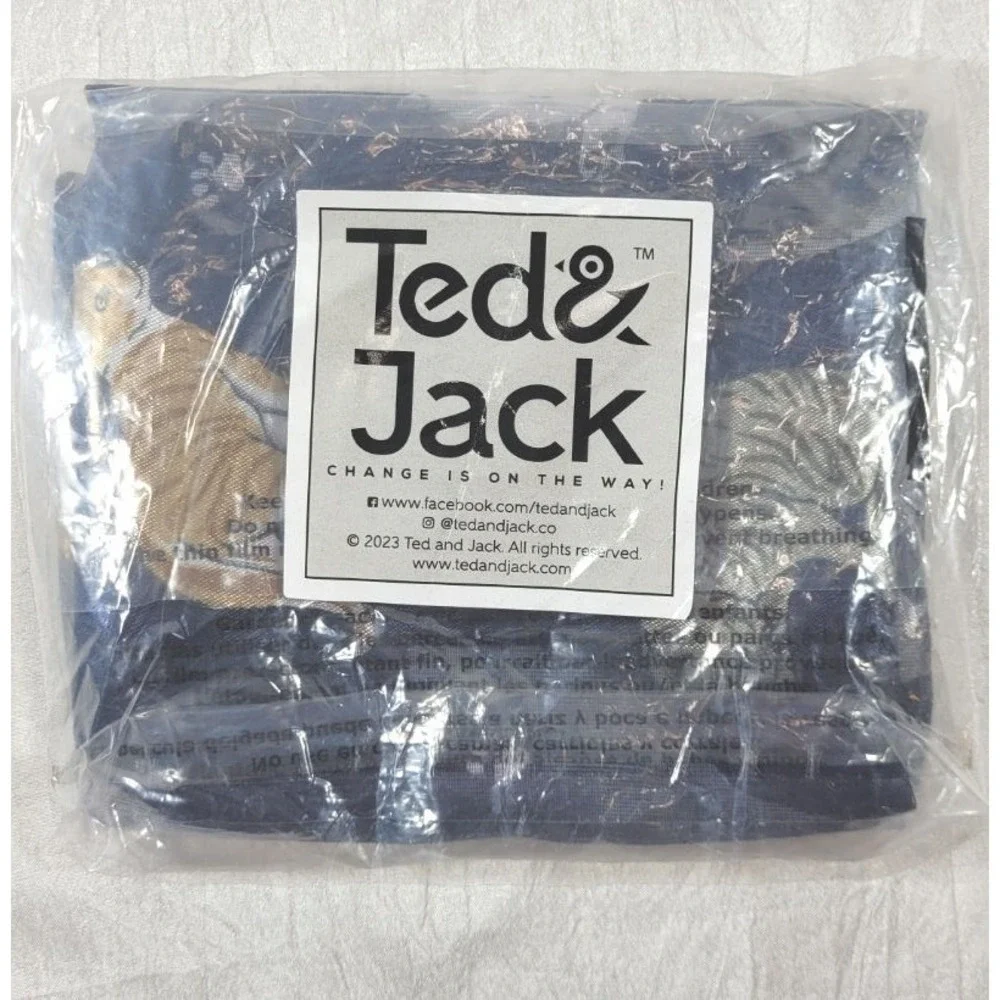 Ted & Jack Playful Felines Silk Feel Polyester Cat Scarf in Navy Blue